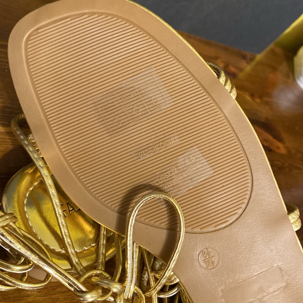 Fashion Nova Ankle Wrapped Sandal Gold 8.5 - Picture 6 of 10